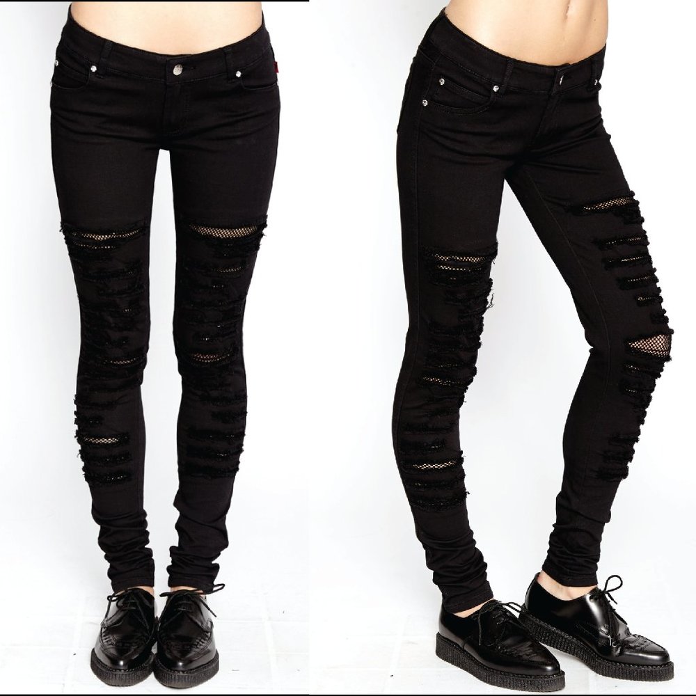 Tripp NYC Ripped Fishnet Pants